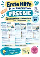 Vorschau - Unterrichtsreihen - Erste Hilfe Grundschule – Freebie mit 3 Arbeitsblättern Klasse 3/4 - Deckblatt
