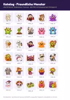 Vorschau - selbst erstellte Cliparts/Grafiken - 30 Halloween-Cliparts: Freundliche Monster (Cartoon-PNG, transparent) - Seite 1