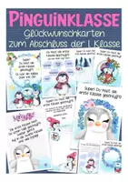 Vorschau - Mal- und Bastelvorlagen - Abschied 1. Klasse Pinguinklasse / Pinguin - Deckblatt