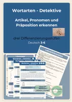 Vorschau - Unterrichtsreihen - Pronomen Präposition Artikel bestimmen Wortarten Detektive 3fach differenziert Klasse 3-6 - Deckblatt