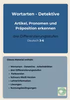 Vorschau - Unterrichtsreihen - Pronomen Präposition Artikel bestimmen Wortarten Detektive 3fach differenziert Klasse 3-6 - Seite 1