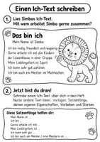 Vorschau - Arbeitsblätter - Ich-Text schreiben Löwenklasse - Seite 1
