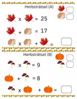 Vorschau - Stationenlernen - Herbst Mathematikrätsel (Level 1) - Seite 1