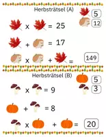 Vorschau - Stationenlernen - Herbst Mathematikrätsel (Level 1) - Seite 2
