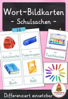 Vorschau - Spiele - Wort- und Bildkarten Schulsachen | 36 Karten mit Artikeln | Wortschatz zum Schulanfang | Kita Vorschule Grundschule DaZ - Deckblatt