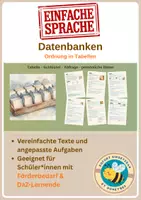 Vorschau - Unterrichtsreihen - Datenbanken: Ordnung in Tabellen – Arbeitsheft in einfacher Sprache | Förderschule, Inklusion & DaZ | Klasse 9–10 - Deckblatt