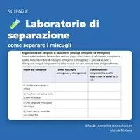 anteprima - Esercizi - 🧪 Laboratorio di separazione – come separare i miscugli (classe seconda) - Pagina di copertina