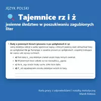 zapowiedź - 🔍 Tajemnice rz i ż – jesienne śledztwo w poszukiwaniu zagubionych liter (klasa 4) - obwoluta