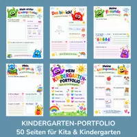 Vorschau - Arbeitsblätter - Kindergarten Portfolio | Kita Portfolio Vorlage | 50 Seiten - Deckblatt