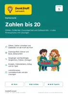 Vorschau - Arbeitsblätter - Zahlen bis 20 Klasse 1 – 3 Niveaus - Deckblatt