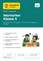 Vorschau - Arbeitsblätter - Wortarten Klasse 5 – Fälle und Zeitformen - Deckblatt