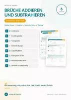 Vorschau - Unterrichtsreihen - Brüche addieren & subtrahieren, Klasse 6 – AB + editierbare Präsentation mit Lösungen | gemischte Zahlen, Übertrag - Deckblatt