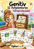 Vorschau - Stationenlernen - Genitiv üben – Ergänzungen im 2. Fall | 32 Aufgabenkarten - Deckblatt