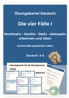 Vorschau - Stationenlernen - Übungskartei 4 Fälle Kasus Klasse 3-6 Nominativ Genitv Dativ Akkusativ - Deckblatt