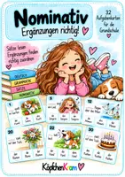 Vorschau - Stationenlernen - Nominativ üben – Ergänzungen im 1. Fall | 32 Aufgabenkarten - Deckblatt