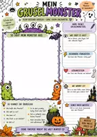 Vorschau - Mal- und Bastelvorlagen - Mein Gruselmonster – Kreatives Halloween-Arbeitsblatt | Monster erfinden & beschreiben - Seite 1