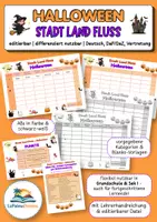 Vorschau - Arbeitsblätter - Halloween Stadt Land Fluss Spiel | Wortschatzspiel Deutsch & DaF/DaZ | Klasse 3/4/5/6/7/8 | editierbar I Unterrichtsspiel für den Herbst - Deckblatt