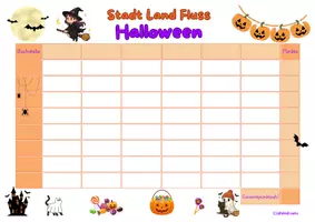 Vorschau - Arbeitsblätter - Halloween Stadt Land Fluss Spiel | Wortschatzspiel Deutsch & DaF/DaZ | Klasse 3/4/5/6/7/8 | editierbar I Unterrichtsspiel für den Herbst - Seite 3