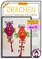 Vorschau - Stundenentwürfe - Werken Herbst: DRACHEN aus Kleiderbügel | Kunstprojekt Grundschule Klasse 2 - 4 - Deckblatt
