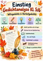 Vorschau - Arbeitsblätter - Gedichte - Einstieg Gedichtanalyse (Inhalt, Form, sprachliche Mittel) - Deckblatt
