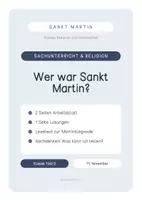 Vorschau - Stundenentwürfe - Wer war Sankt Martin - Klasse 1 bis 3 | Freebie - Deckblatt