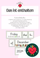 Vorschau - Poster - Tafelkalender Englisch – Classroom Calendar mit Wochentagen, Monaten und Datum - Seite 1