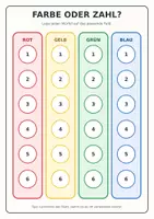Vorschau - Spiele - Farbe oder Zahl? Würfelspiel für Konzentration - Deckblatt