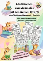 Vorschau - Anderer Materialtyp - Lesezeichen zum Ausmalen mit der kleinen Giraffe I Lesespaß I Giraffenklasse I Deutsch - Deckblatt