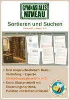 Vorschau - Unterrichtsreihen - Sortieren und Suchen – Informatik Klasse 7–9 Gymnasium | Selectionsort, Insertionsort, binäre Suche, Aufwand | mit Klassenarbeit und Erwartungshorizont - Deckblatt