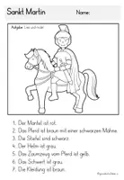 Vorschau - Arbeitsblätter - Sankt Martin - Lese-Mal-Blatt - Seite 1