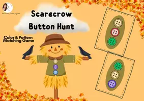 Προεπισκόπηση - Flashcards - Scarecrow Button Hunt | Autumn Color & Pattern Matching Game - Εξώφυλλο