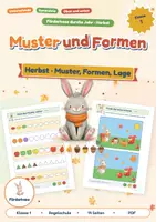Vorschau - Arbeitsblätter - Muster und Formen im Herbst | Muster, Formen, oben und unten, Symmetrie | Mit Unterschiede-Suche | Klasse 1 - Deckblatt