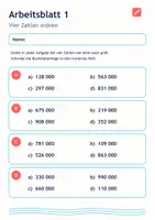 Vorschau - Arbeitsblätter - Zahlen vergleichen und ordnen Klasse 5 Gymnasium | Mathematik Sekundarstufe I | 10 Arbeitsblätter / Aufgabenblätter mit Lösungen als PDF - Seite 1
