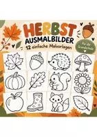 Vorschau - Arbeitsblätter - 🍂 Herbst Ausmalbilder | 12 einfache Malvorlagen für die Grundschule | Freiarbeit & Vertretungsstunde - Deckblatt
