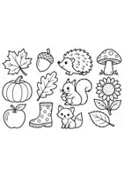 Vorschau - Arbeitsblätter - 🍂 Herbst Ausmalbilder | 12 einfache Malvorlagen für die Grundschule | Freiarbeit & Vertretungsstunde - Seite 1
