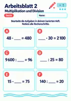 Vorschau - Arbeitsblätter - Multiplikation und Division Klasse 5 Gymnasium | Mathematik Sekundarstufe I | 10 Arbeitsblätter / Aufgabenblätter mit Lösungen als PDF - Seite 2