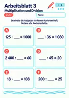 Vorschau - Arbeitsblätter - Multiplikation und Division Klasse 5 Gymnasium | Mathematik Sekundarstufe I | 10 Arbeitsblätter / Aufgabenblätter mit Lösungen als PDF - Seite 3