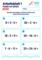 Vorschau - Arbeitsblätter - Punkt vor Strich Klasse 5 Gymnasium | Mathematik Sekundarstufe I | 10 Arbeitsblätter / Aufgabenblätter mit Lösungen als PDF - Seite 1