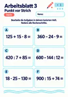 Vorschau - Arbeitsblätter - Punkt vor Strich Klasse 5 Gymnasium | Mathematik Sekundarstufe I | 10 Arbeitsblätter / Aufgabenblätter mit Lösungen als PDF - Seite 3