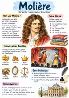 Vorschau - Arbeitsblätter - Lernplakat + Arbeitsblätter zum Thema "Molière" + Lösung & MP3 + Infografik - Deckblatt