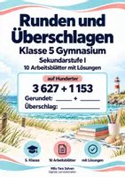Vorschau - Arbeitsblätter - Runden und Überschlagen Klasse 5 Gymnasium | Mathematik Sekundarstufe I | 10 Arbeitsblätter mit Lösungen als PDF - Deckblatt