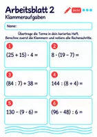 Vorschau - Arbeitsblätter - Klammeraufgaben Klasse 5 Gymnasium | Mathematik Sekundarstufe I | 10 Arbeitsblätter / Aufgabenblätter mit Lösungen als PDF - Seite 2