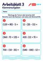 Vorschau - Arbeitsblätter - Klammeraufgaben Klasse 5 Gymnasium | Mathematik Sekundarstufe I | 10 Arbeitsblätter / Aufgabenblätter mit Lösungen als PDF - Seite 3