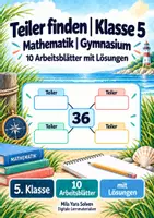 Vorschau - Arbeitsblätter - Teiler finden Klasse 5 Gymnasium | Mathematik Sekundarstufe I | 10 Arbeitsblätter mit Lösungen als PDF - Deckblatt