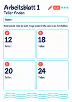 Vorschau - Arbeitsblätter - Teiler finden Klasse 5 Gymnasium | Mathematik Sekundarstufe I | 10 Arbeitsblätter mit Lösungen als PDF - Seite 1