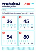 Vorschau - Arbeitsblätter - Teilbarkeit prüfen Klasse 5 Gymnasium | Mathematik Sekundarstufe I | 10 Arbeitsblätter mit Lösungen als PDF - Seite 2