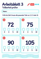Vorschau - Arbeitsblätter - Teilbarkeit prüfen Klasse 5 Gymnasium | Mathematik Sekundarstufe I | 10 Arbeitsblätter mit Lösungen als PDF - Seite 3