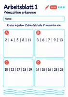 Vorschau - Arbeitsblätter - Primzahlen erkennen Klasse 5 Gymnasium | Mathematik Sekundarstufe I | 10 Arbeitsblätter mit Lösungen als PDF - Seite 1