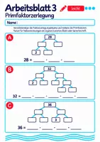Vorschau - Arbeitsblätter - Primfaktorzerlegung Klasse 5 Gymnasium | Mathematik Sekundarstufe I | 10 Arbeitsblätter mit Lösungen als PDF - Seite 3