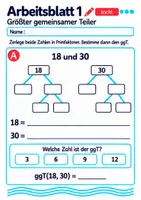 Vorschau - Arbeitsblätter - Größter gemeinsamer Teiler Klasse 5 Gymnasium | Mathematik Sekundarstufe I | 10 Arbeitsblätter mit Lösungen als PDF - Seite 1